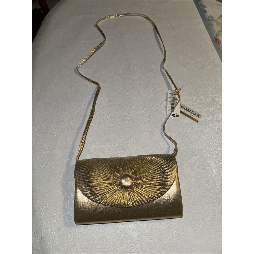 Vintage Whiting and Davis Small Evening Clutch Bag Pocket Gold Shoulder Strap